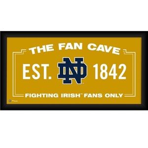 Notre Dame fighting Irish frame 10” x 20” Fan Cave College Fanatics gold black